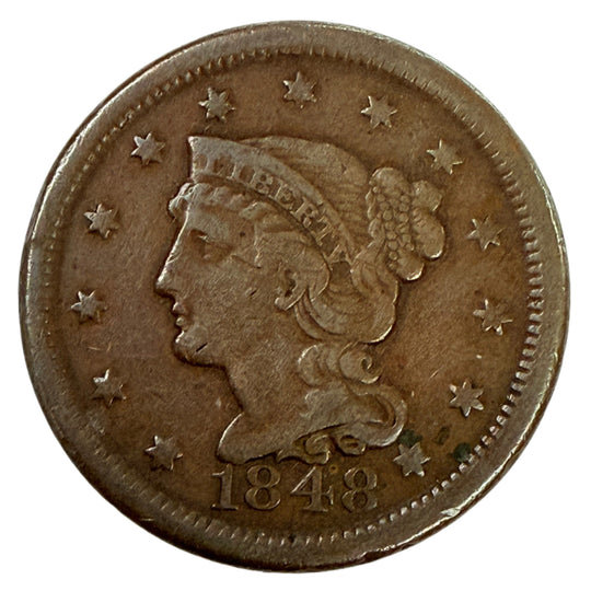 1848 Braided Hair Large Cent (F)