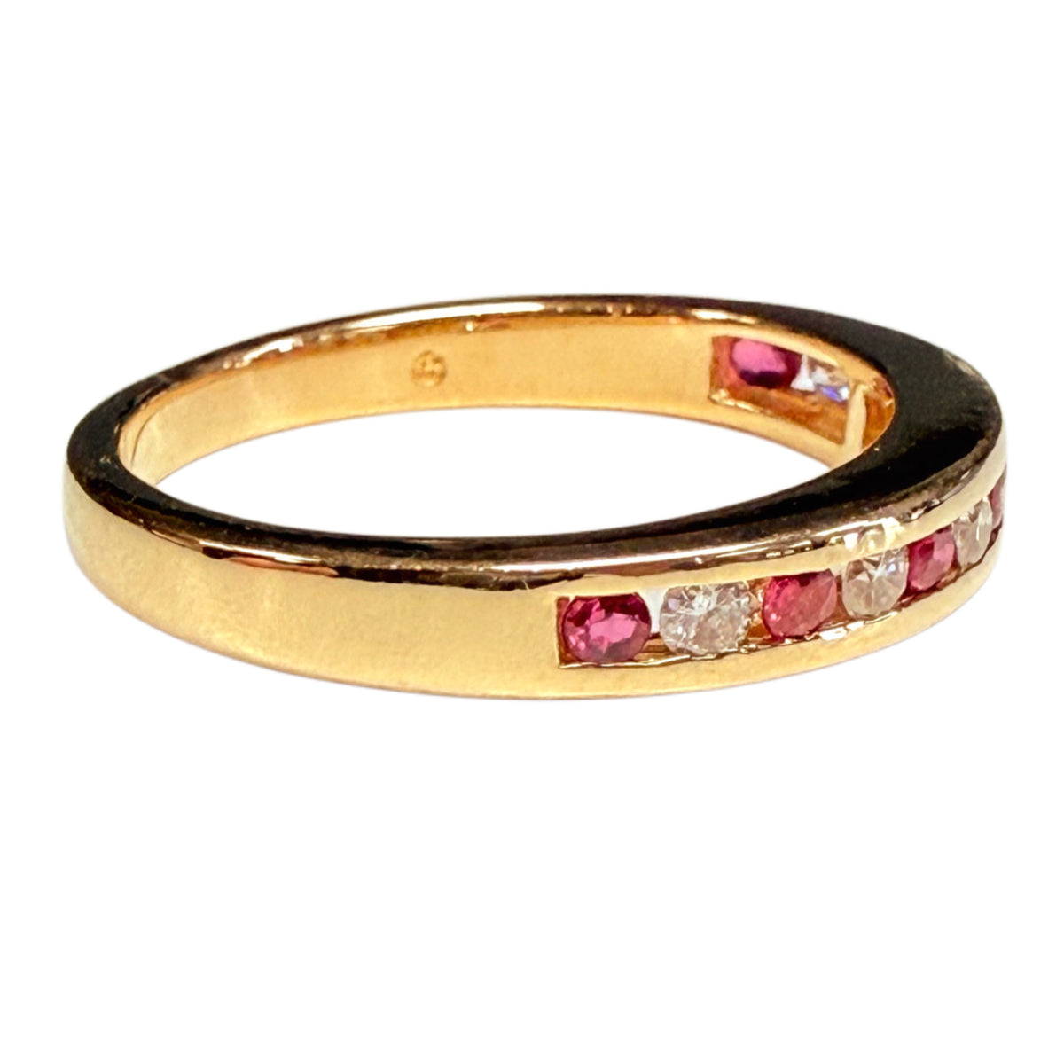 14k Yellow Gold Ruby & Diamond Stacker Ring