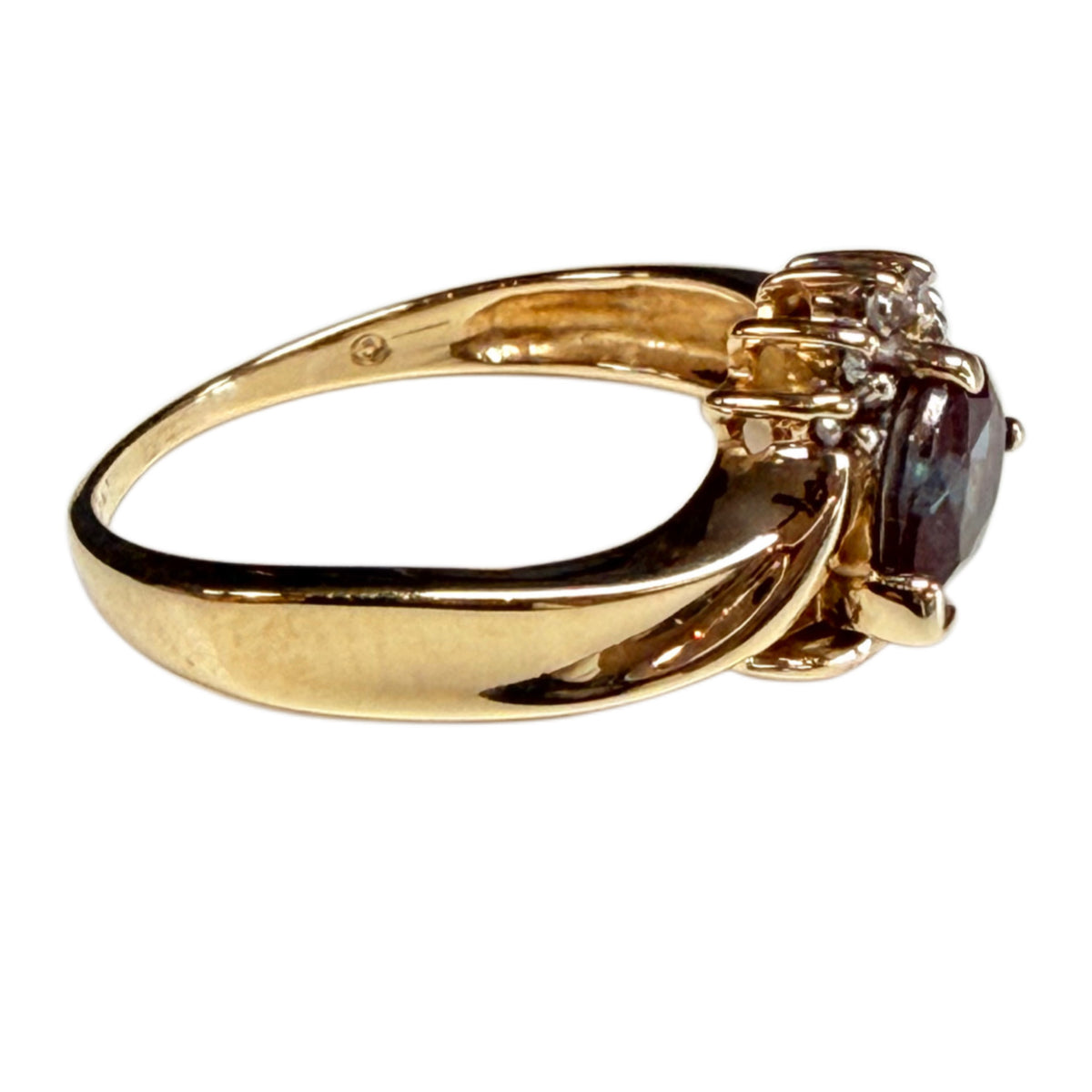 14k Yellow Gold Spinel & Diamond Ring
