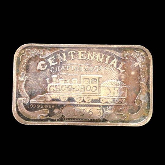 1980 Centennial Chattanooga Choo Choo 1 oz Silver Art Bar