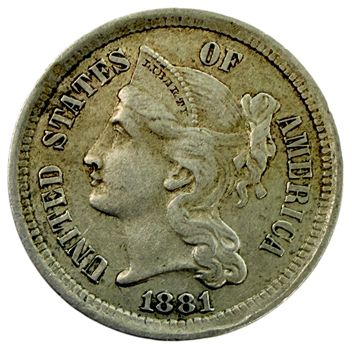 1881 Three Cent Nickel (F)
