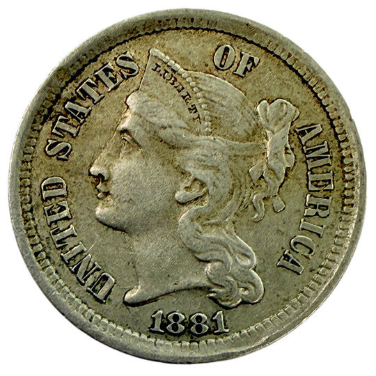1881 Three Cent Nickel (F)