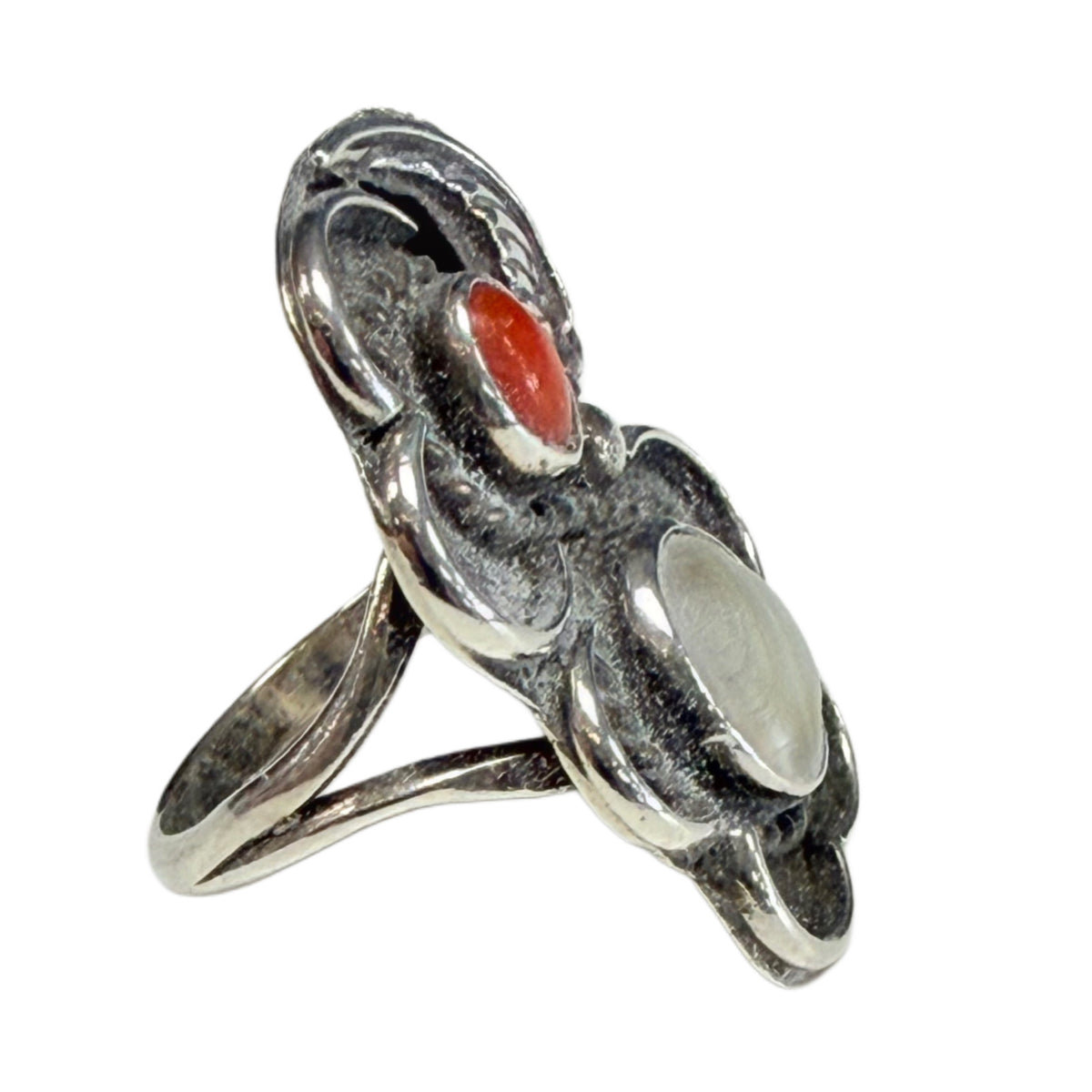 Native American Mother of Pearl & Coral Ring