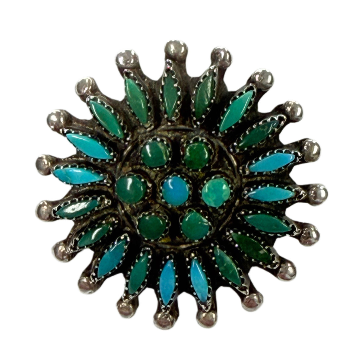Silver & Turquoise Sunburst Pin