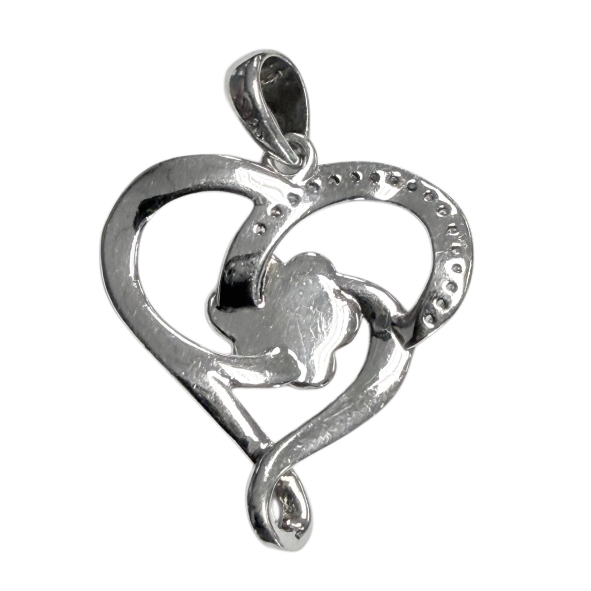 Silver Heart Paw Pendant