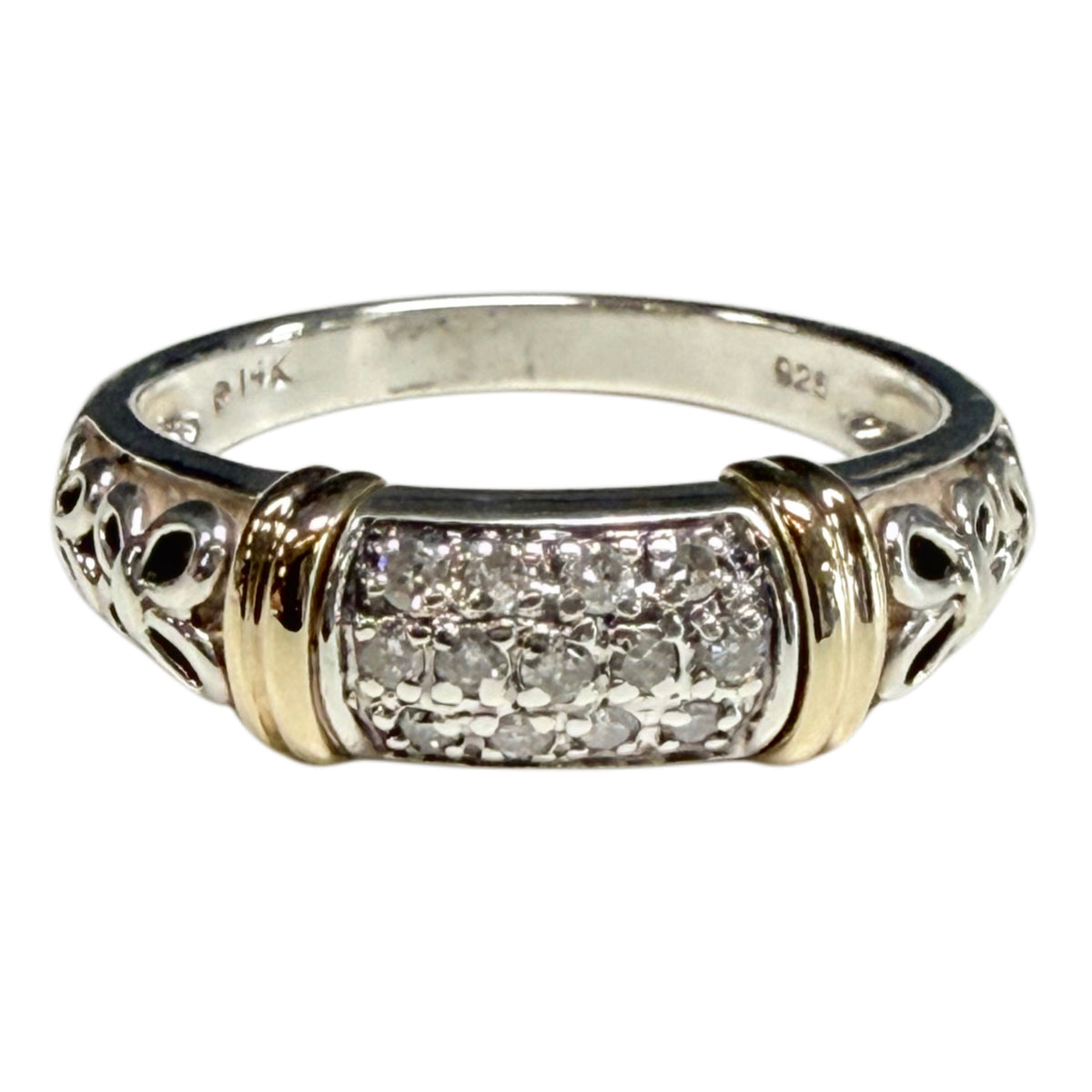 Silver Gold & Diamond Ring