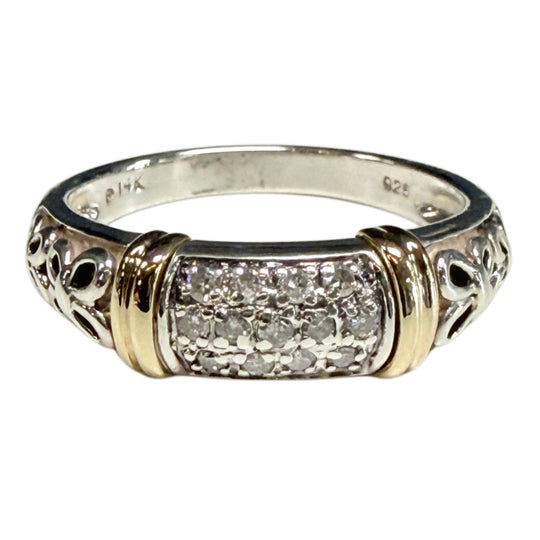 Silver Gold & Diamond Ring