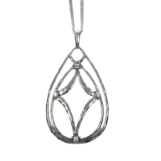 Silver & Cubic Zirconia Teardrop Necklace