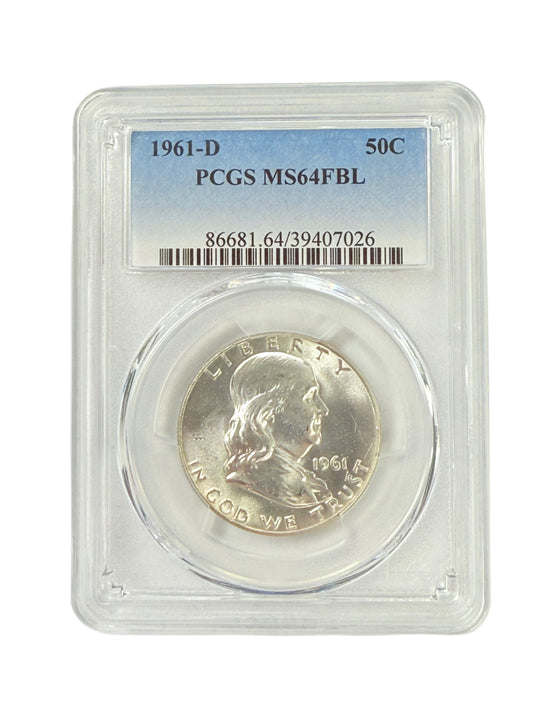 1961-D Franklin Half Dollar PCGS MS64 FBL