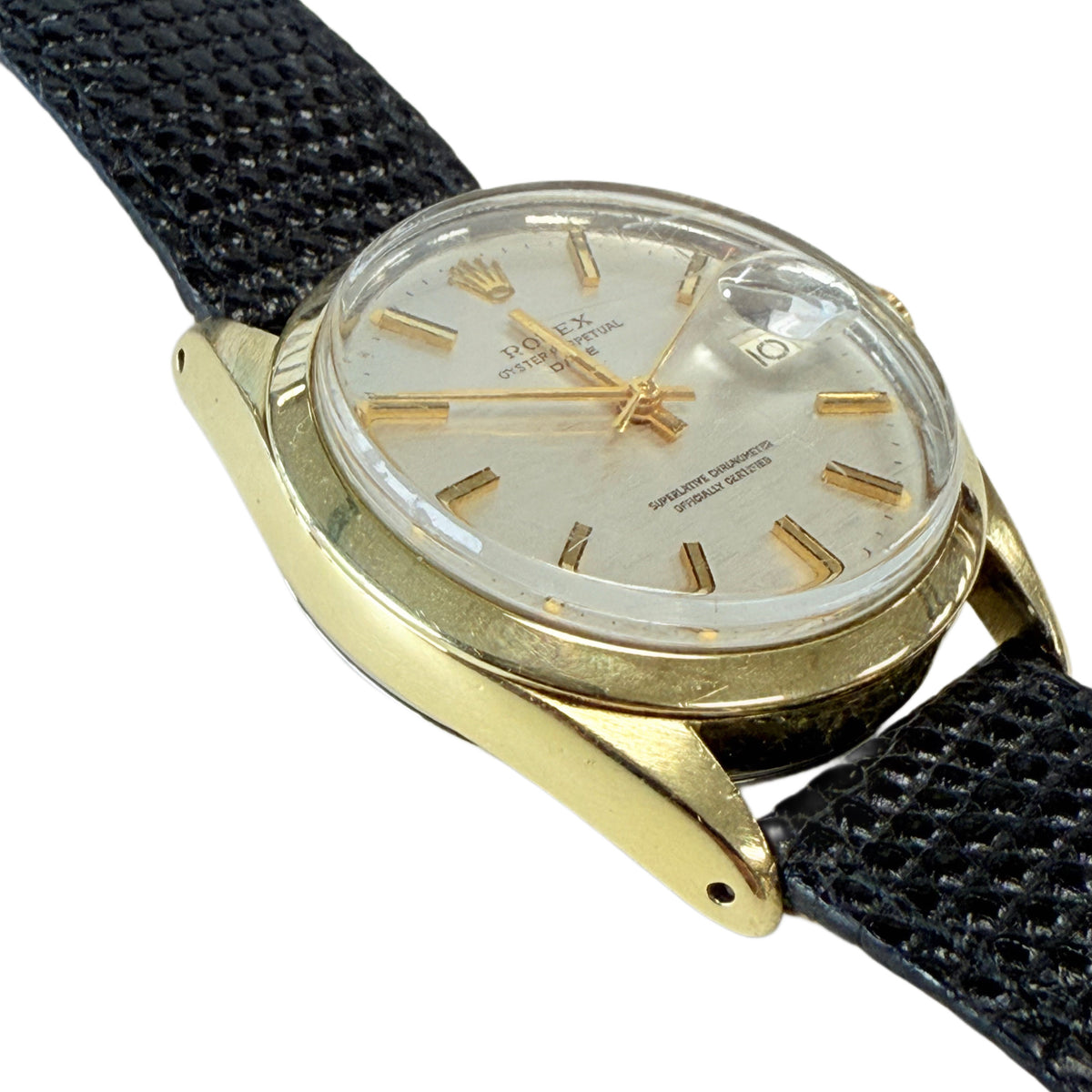 Rolex Oyster Perpetual Date 1550 14k Gold Shell Automatic Watch