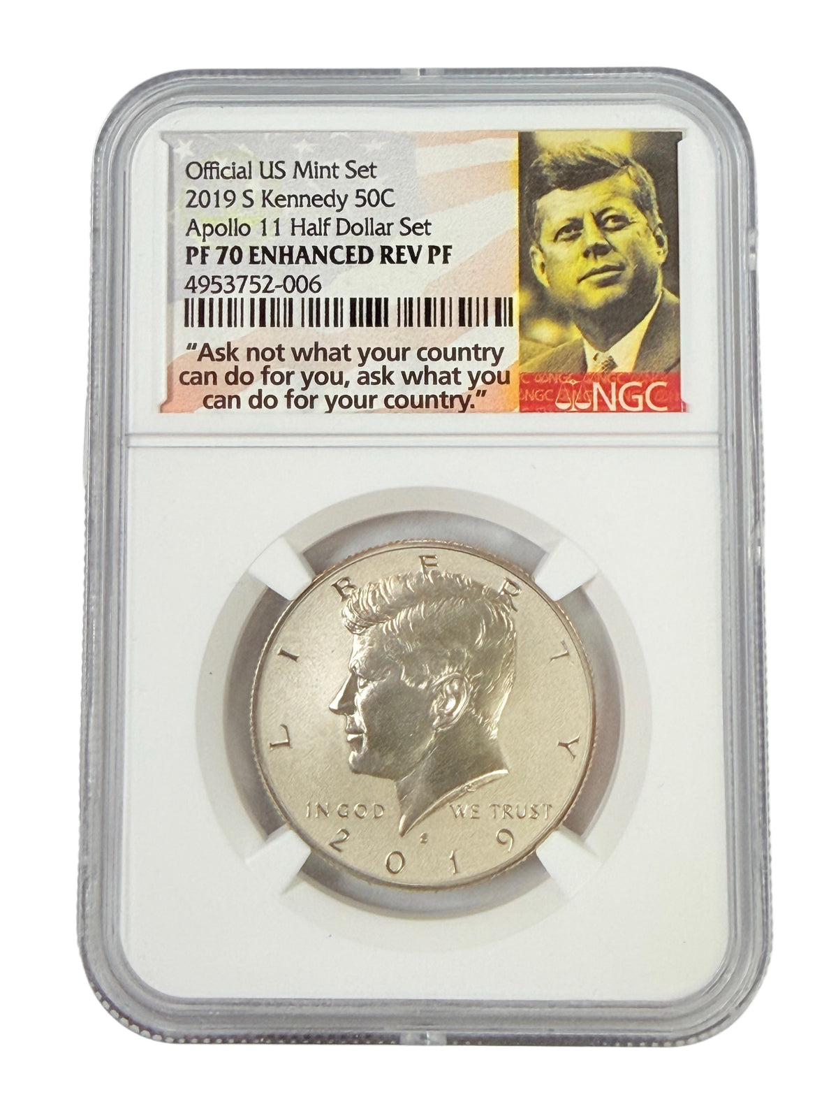 2019-S Kennedy Half Dollar Enhanced Reverse Proof NGC PF70