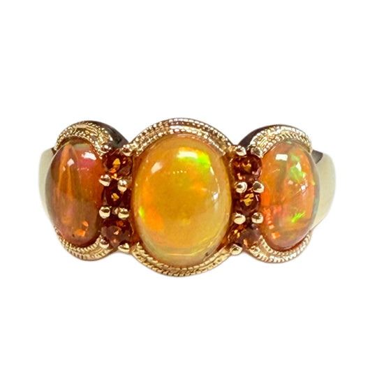10k Gold Opal & Garnet Ring