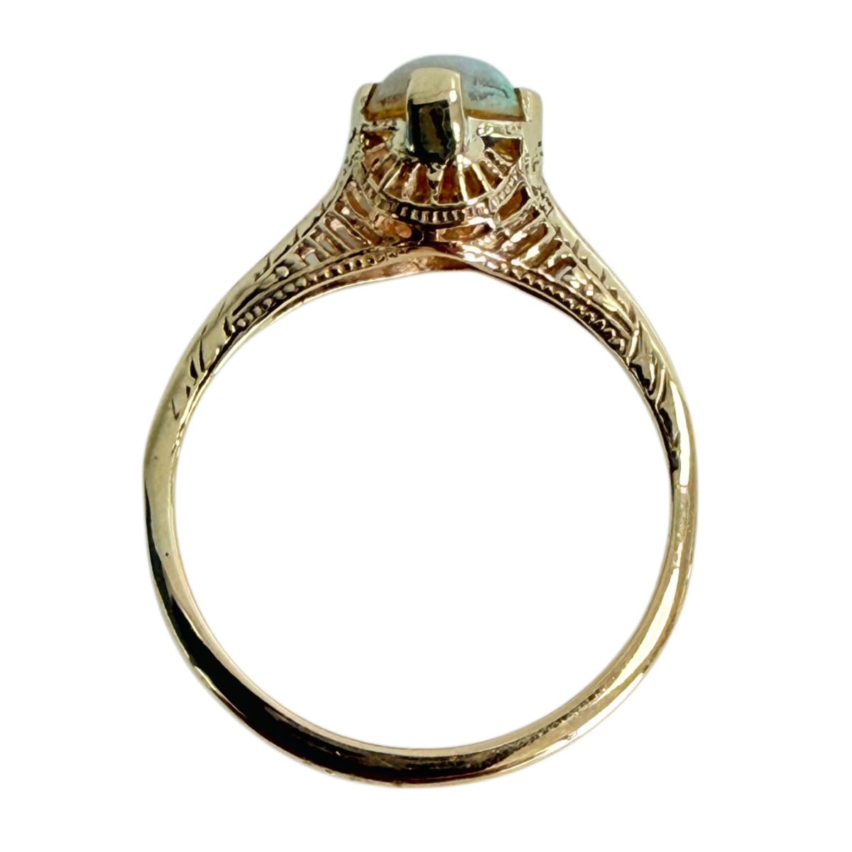 10k Yellow Gold Art Deco Opal Ring