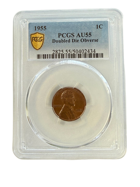 1955 Lincoln Cent PCGS AU55 Doubled Die Obverse