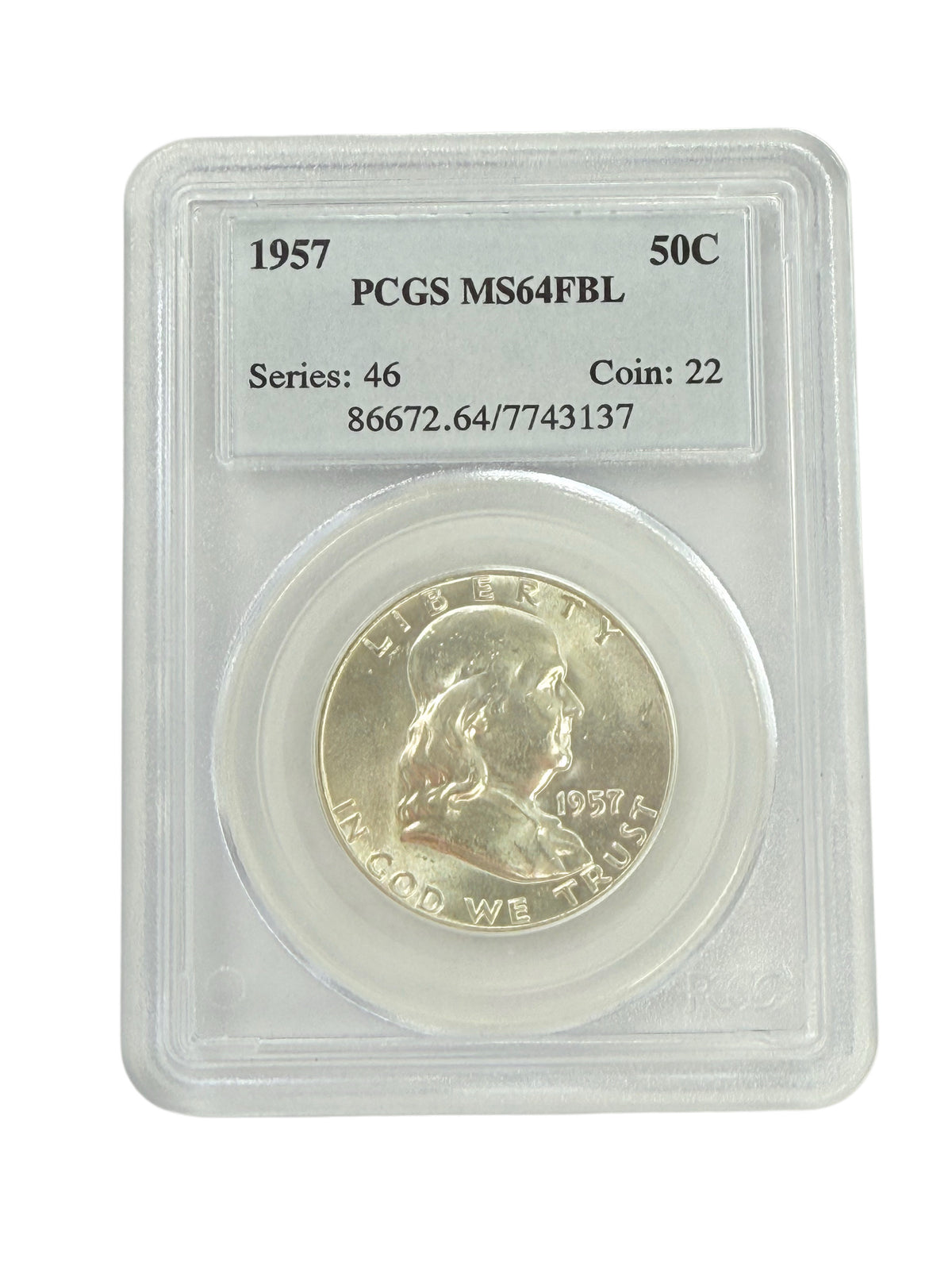 1957 Franklin Half Dollar PCGS MS64 FBL