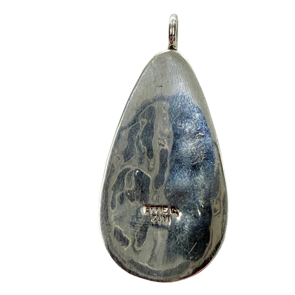 Effie Calavaza Zuni Silver Turquoise & Coral Snake Pendant