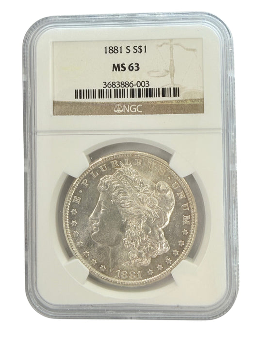 1881-S Morgan Silver Dollar NGC MS63