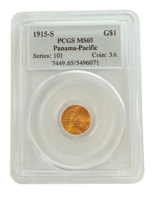 1915-S Pan-Pac $1 Commemorative Gold Coin PCGS MS65