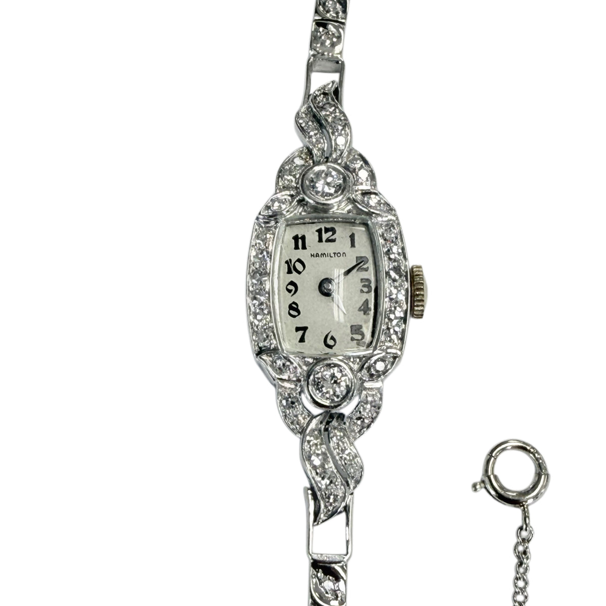 Vintage Hamilton Ladies Art Deco 14k Platinum & Diamond Watch