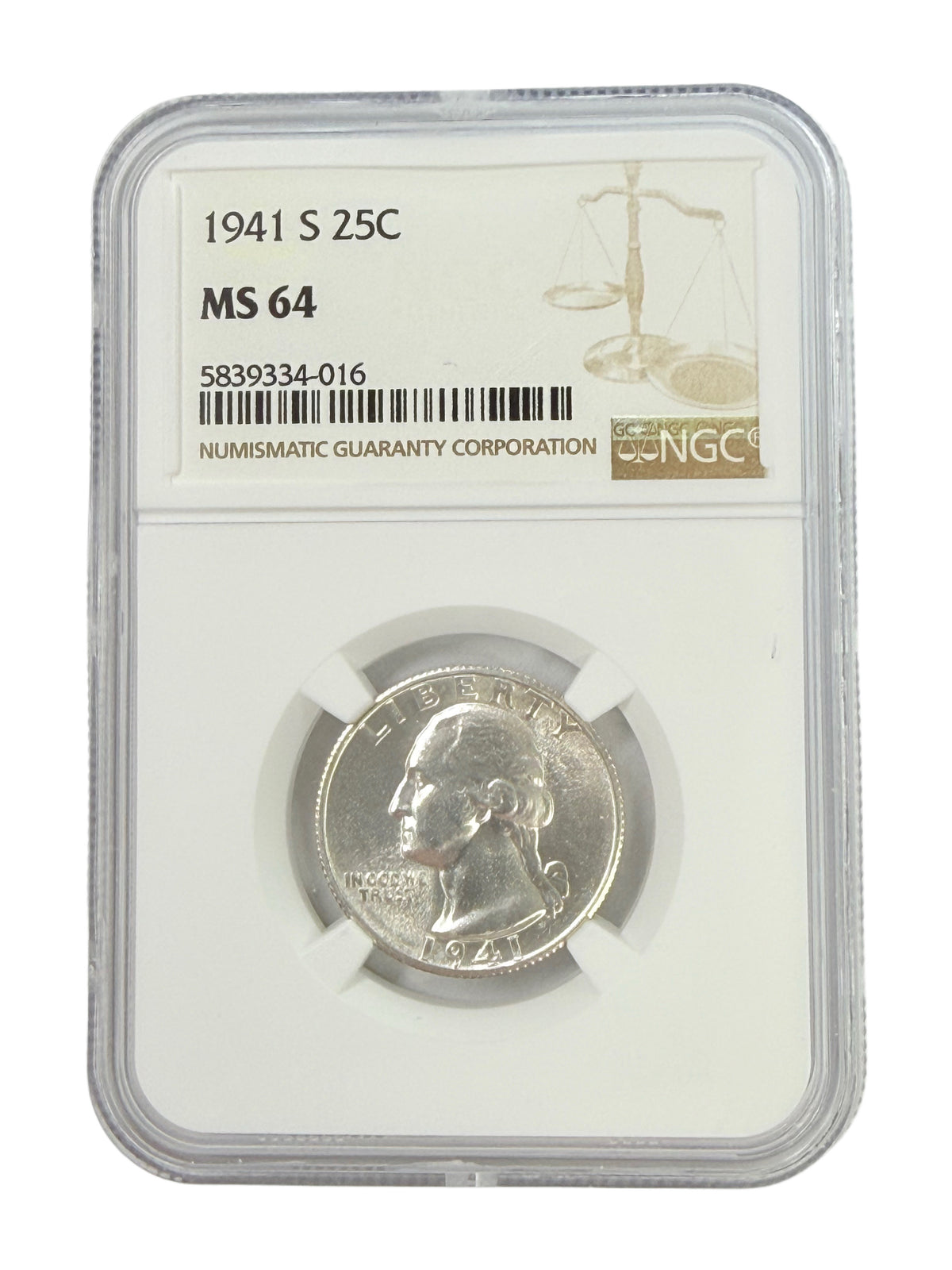 1941-S Washington Quarter NGC MS64