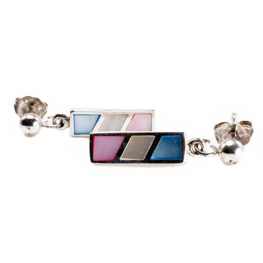 Silver Multicolored Drop Earrings