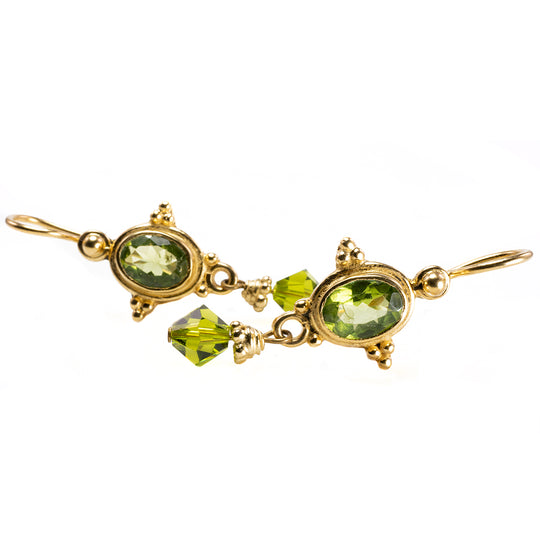 Gold Plated Peridot Dangle Earrings
