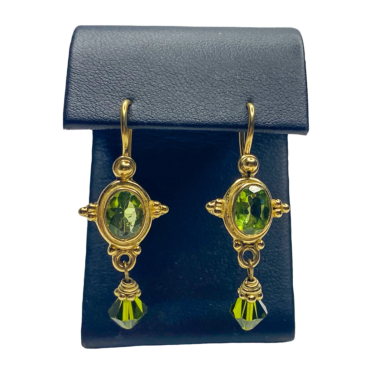 Gold Plated Peridot Dangle Earrings