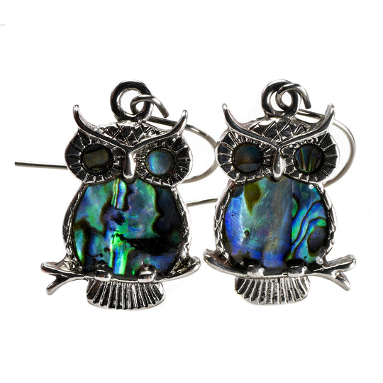 Abalone Owl Earrings