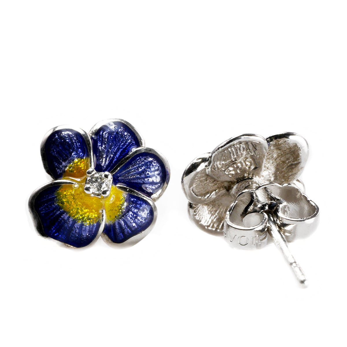 Silver &amp; Enamel Floral Earrings