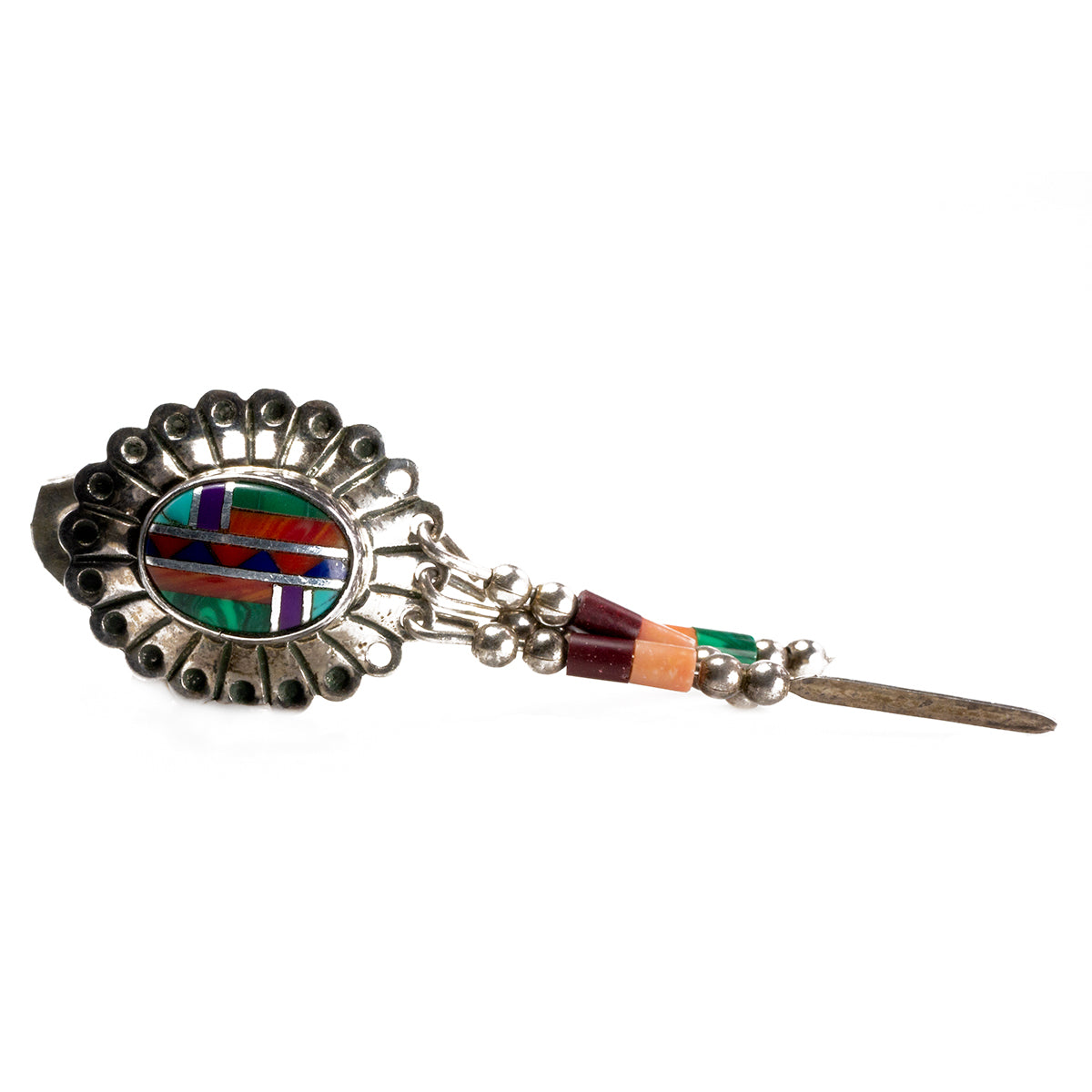Handmade Silver Native American Mosaic Earrings