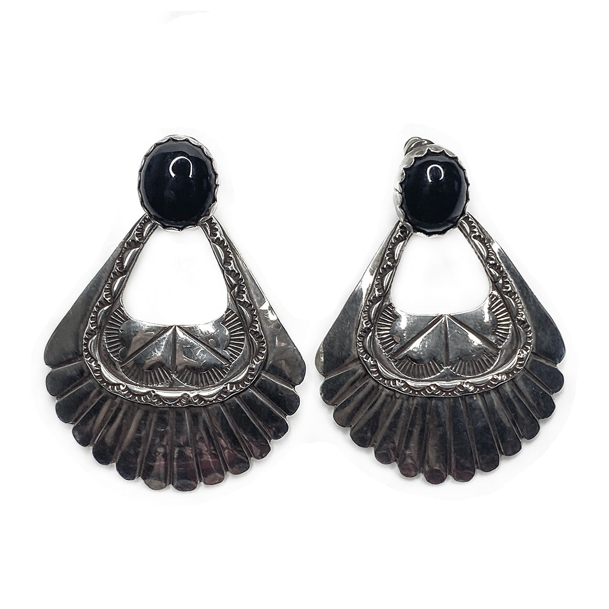 Native American Sterling &amp; Onyx Earrings