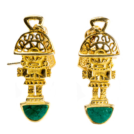 Gold Plated Aztec Earrings