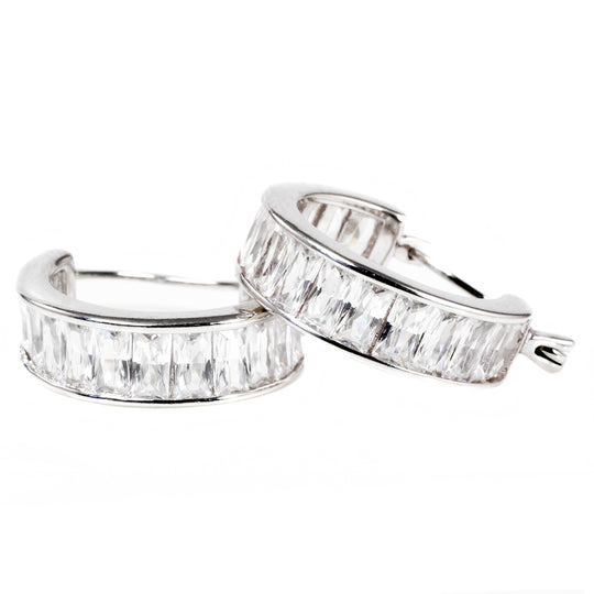 Silver & Cubic Zirconia Hoop Earrings