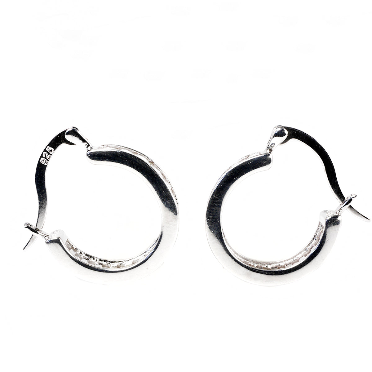 Silver &amp; Cubic Zirconia Hoop Earrings