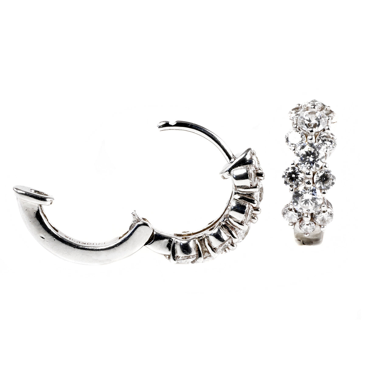Silver &amp; Cubic Zirconia Hoop Earrings