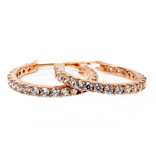 Rose Gold Plated Cubic Zirconia Hoop Earrings