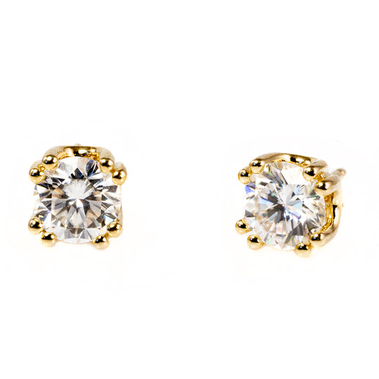 Gold Plated Cubic Zirconia Stud Earrings