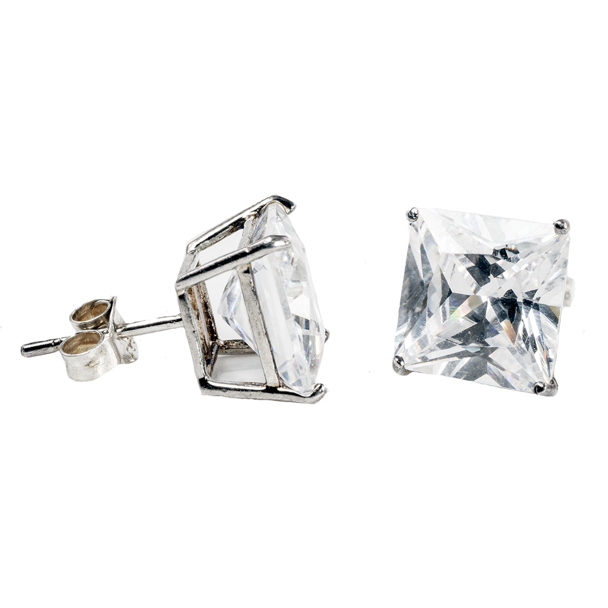 Silver Emerald-Cut Green Cubic Zirconia Drop Earrings – Bijou Jewellery