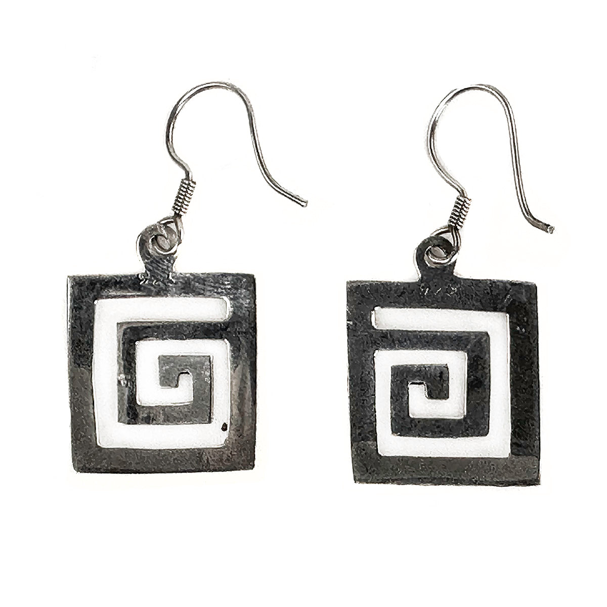 Square Spiral Silver Earrings