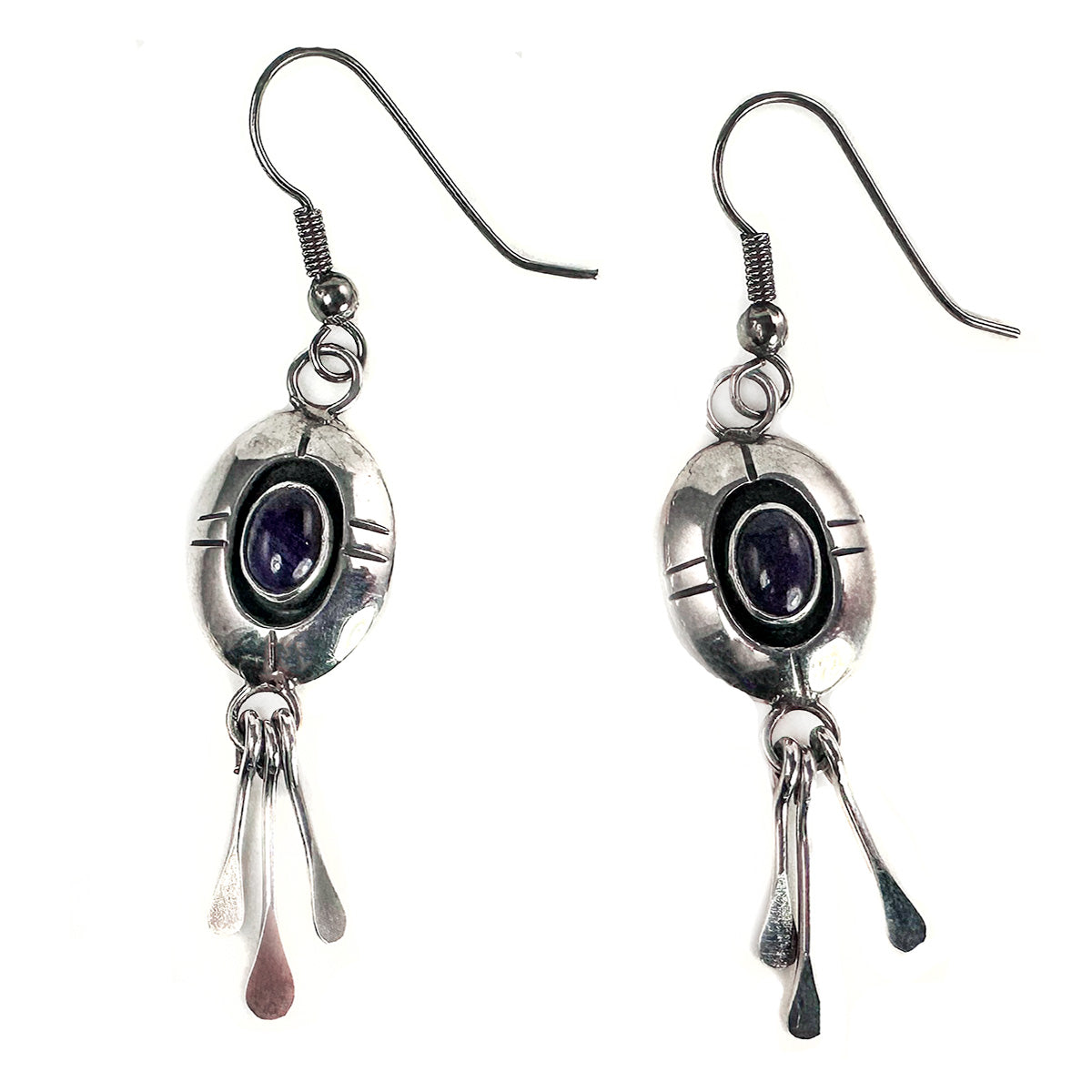 Native American Silver &amp; Amethyst Earrings