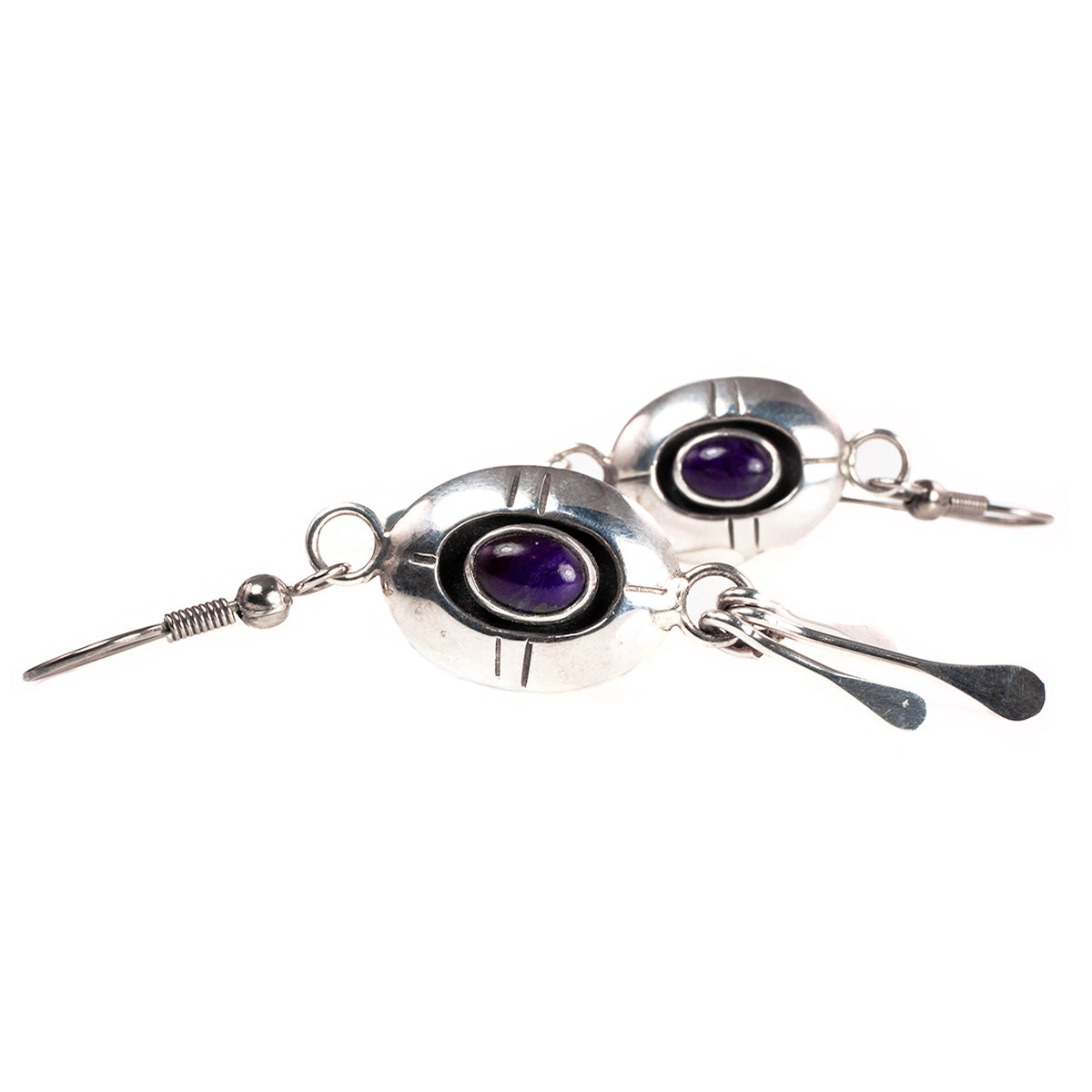 Native American Silver &amp; Amethyst Earrings