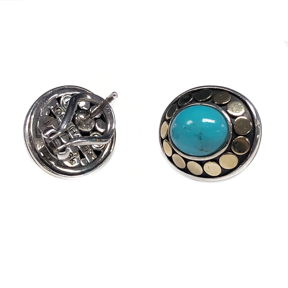 John Hardy Silver &amp; 18 k Turquoise Dot Earrings