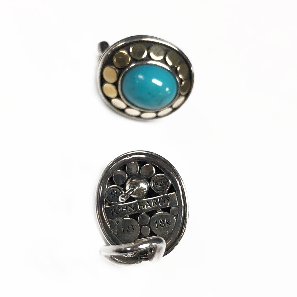 John Hardy Silver &amp; 18 k Turquoise Dot Earrings