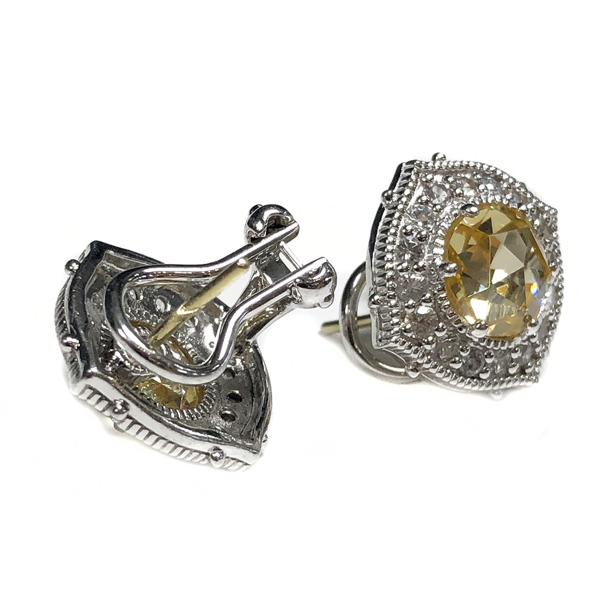 Silver & Gold Citrine Earrings