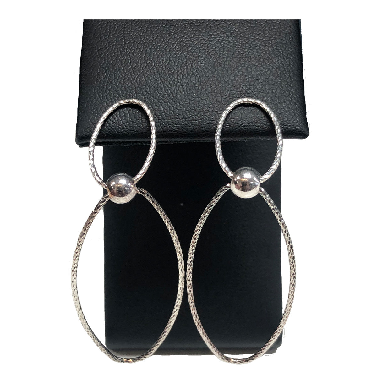 Silver Textured Loop Earrings