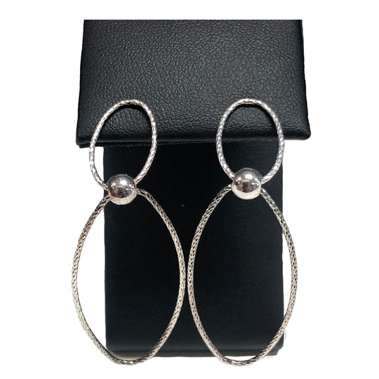 Silver Textured Loop Earrings