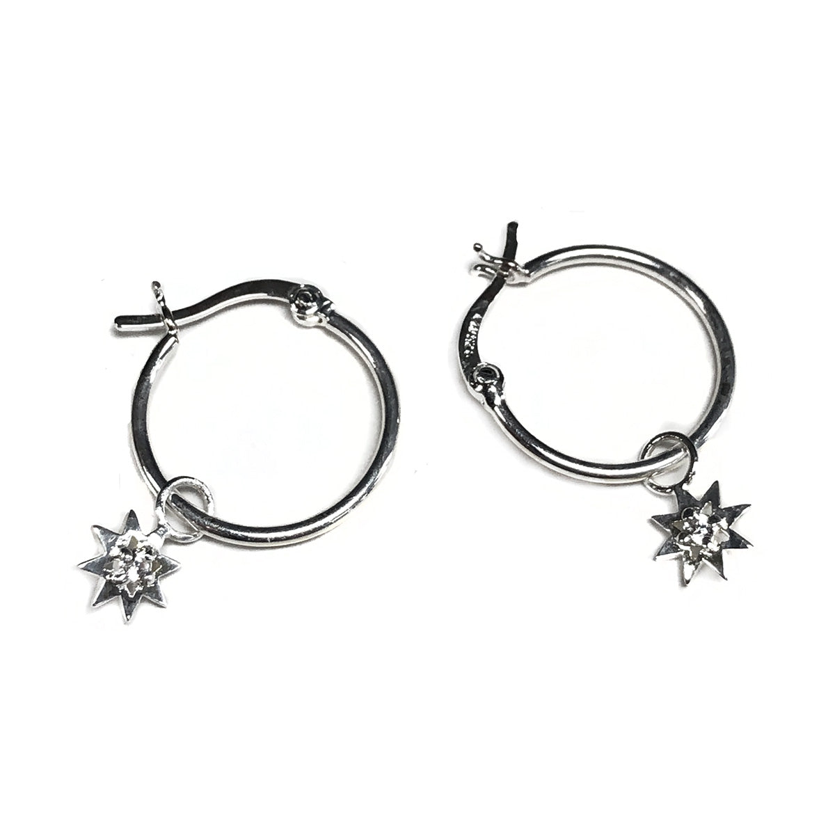 Silver Hoop &amp; Star Earrings