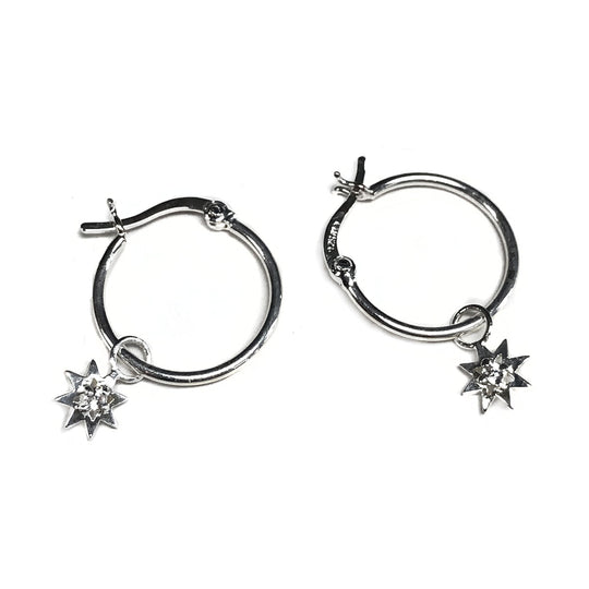 Silver Hoop & Star Earrings