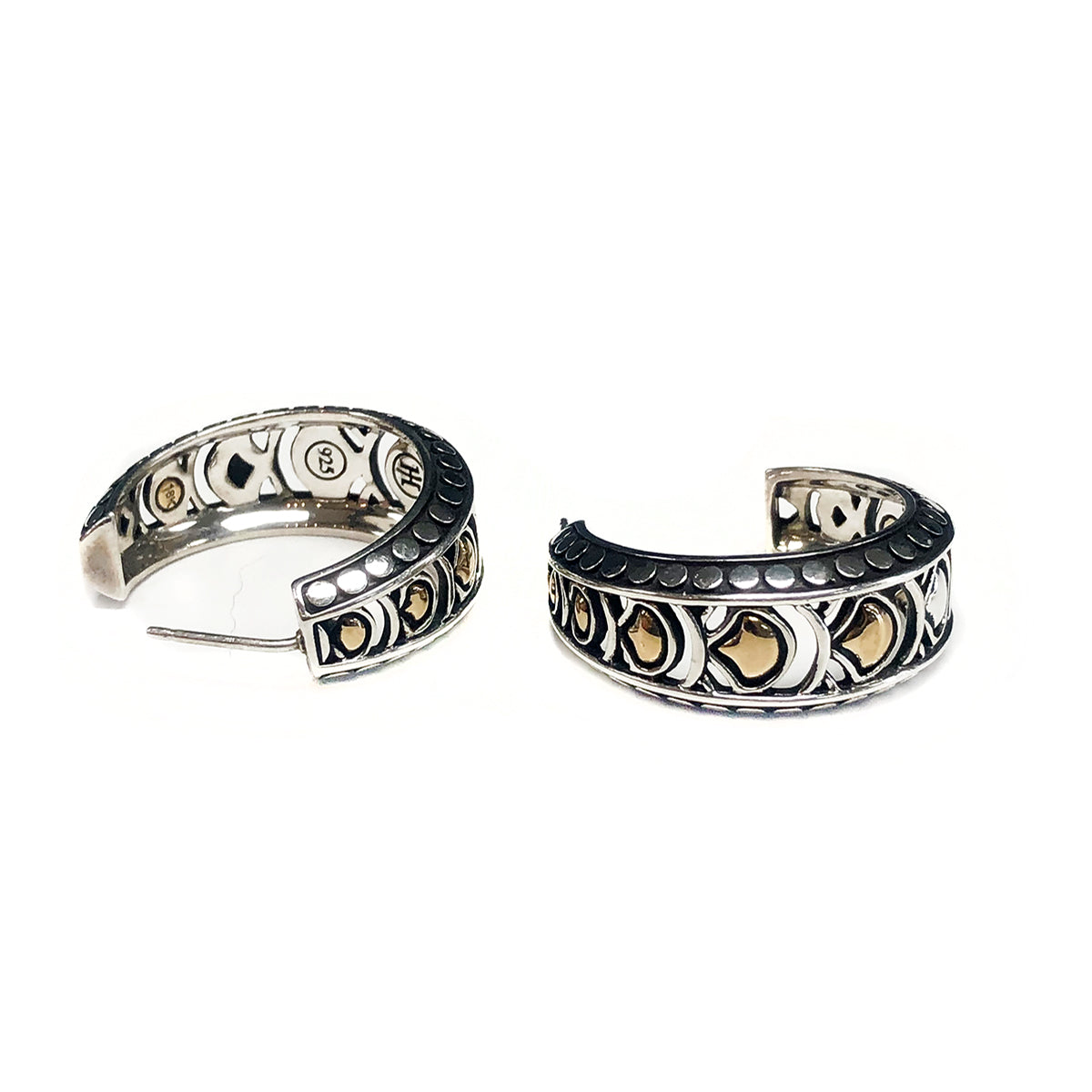 John Hardy Silver & 18 k Naga Hoop Earrings
