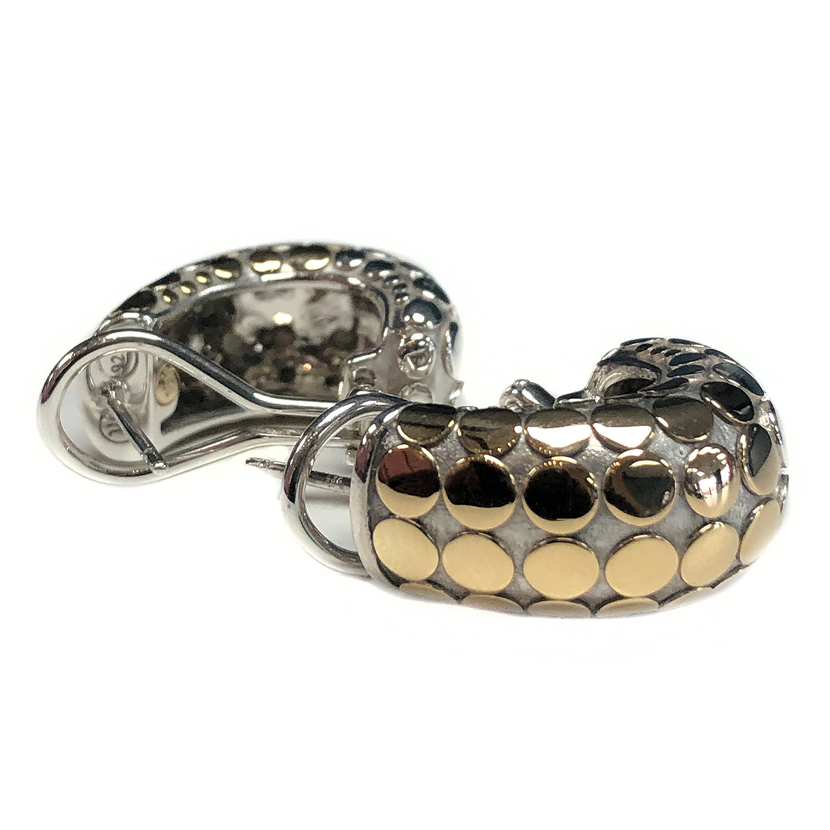John Hardy Silver & 18 k Gold Dot Buddha Belly Earrings